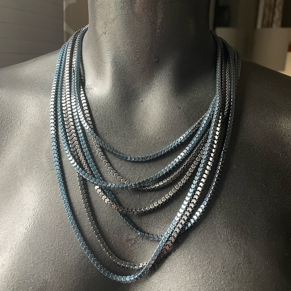 Blue and Gray Multilayered Necklace
